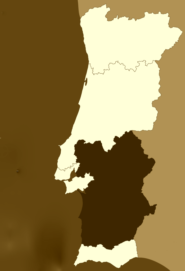 Alentejo ligger i syd Portugal.