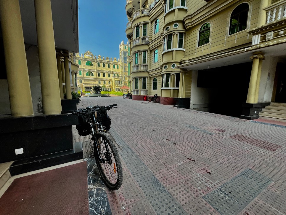 cykel turist på hotel